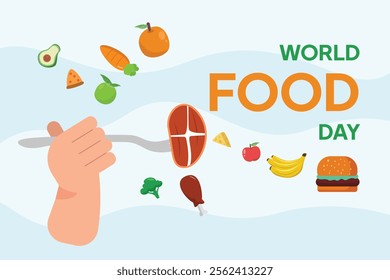 World Food Day concept. Colored flat vector illustration isolated.	