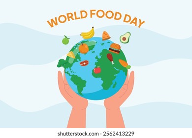 World Food Day concept. Colored flat vector illustration isolated.	