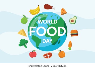 World Food Day concept. Colored flat vector illustration isolated.	