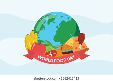 World Food Day concept. Colored flat vector illustration isolated.