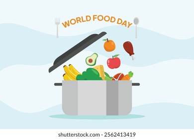 World Food Day concept. Colored flat vector illustration isolated.