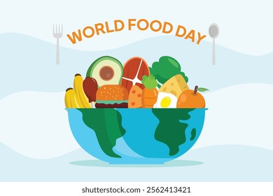 World Food Day concept. Colored flat vector illustration isolated.