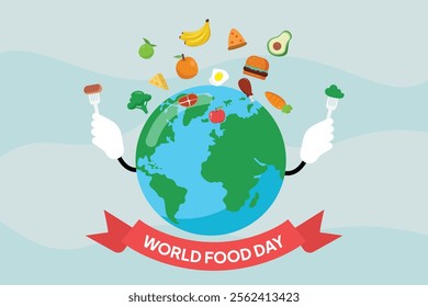 World Food Day concept. Colored flat vector illustration isolated.