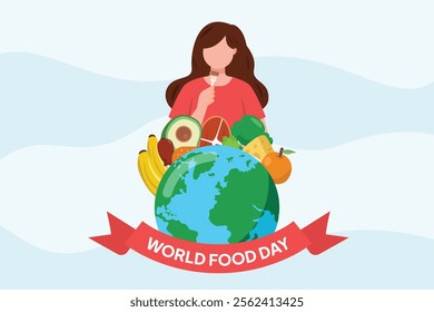 World Food Day concept. Colored flat vector illustration isolated.