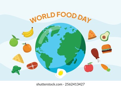 World Food Day concept. Colored flat vector illustration isolated.