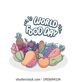 World Food Day concept design of vector. Cartoon illustration style. 