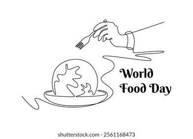 World Food Day concept. Single line draw design vector graphic illustration.