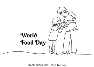 World Food Day concept. Single line draw design vector graphic illustration.