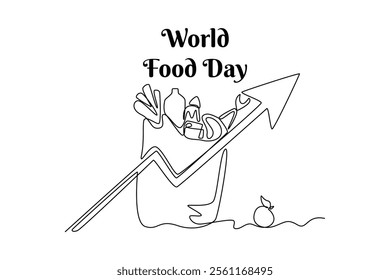 World Food Day concept. Single line draw design vector graphic illustration.