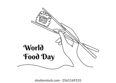 World Food Day concept. Single line draw design vector graphic illustration.