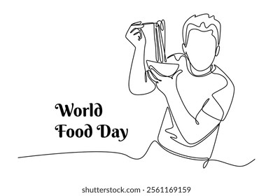 World Food Day concept. Single line draw design vector graphic illustration.