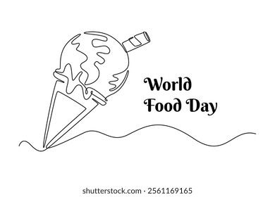 World Food Day concept. Single line draw design vector graphic illustration.