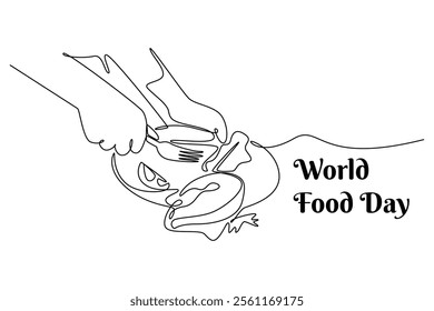 World Food Day concept. Single line draw design vector graphic illustration.