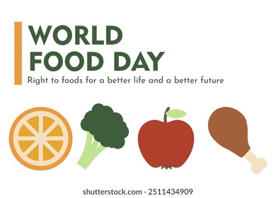 World Food Day creative banner background with foods illustration, International Food Day design for banners, posters.