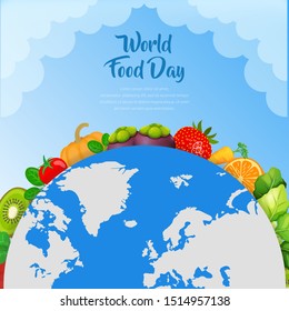 World food day design with earth, cloud and blue sky. World Food day Background