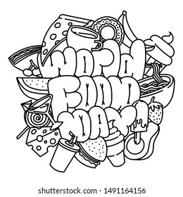 World Food Day, Hand Drawn Doodle Illustration, Isolated Vector