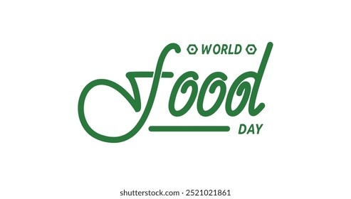 World Food Day Handwritten Vector Design: Ideal for Celebrating Global Food Security, Creating Educational Materials, Healthy Eating Campaigns, and Engaging Social Media Posts to Raise Awareness