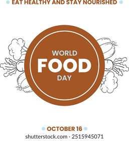 World food day healthy social media design with white background, October 16