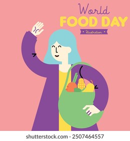 World food day illustration background. Food day illustration with food icons