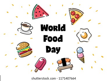 world food day illustration conceptual vector