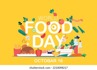 Vector de ilustración del Día Mundial de la Alimentación. medios sociales, banner , afiche , Volante y relacionados con la comida
