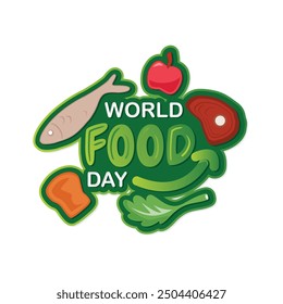 World Food Day letter text typography template design background. Vector illustration