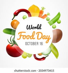 World Food day is observed every year on October 16, promotes global awareness and action for those who suffer from hunger and for the need to ensure healthy diets for all. Vector illustration