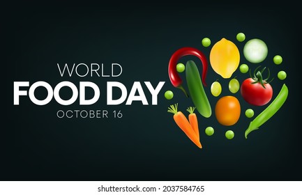 World Food day is observed every year on October 16, promotes global awareness and action for those who suffer from hunger and for the need to ensure healthy diets for all. Vector illustration