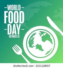 World Food Day. October 16. Holiday Concept. Template For Background, Banner, Card, Poster With Text Inscription. Vector EPS10 Illustration