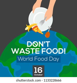 World Food Day. Poster Design. Don't Waste Food. Vector Illustration