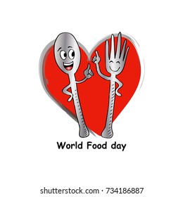 World Food Day poster with fork cartoon.