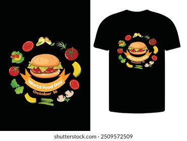 CAMISA T DO DIA MUNDIAL DA COMIDA COM DESIGN DE CAMISA T