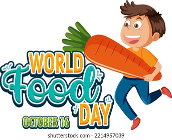 World food day text with food elements illustration