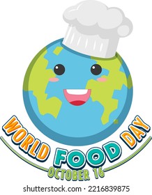 World food day text with food elements illustration