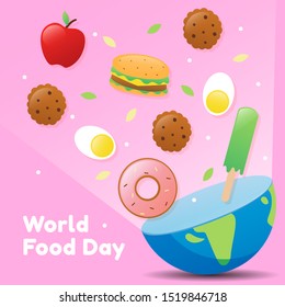 World food day with various food elements