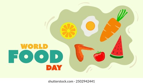 World Food Day. Vector background illustration greeting every 16 october for healthy food and stop wasting food.
