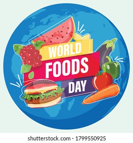 World Food Day Vector, foods with a global world food day concept vector.  