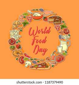 World Food Day. Vector Illustration of stylized meal icon. Suitable for greeting card, poster and banner.