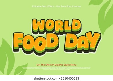 Efeito de texto vetorial do Dia Mundial da Alimentação