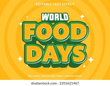 diseño de plantillas de efecto de texto de los días de comida mundial con estilo 3d para marca de negocio y logotipo