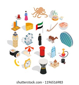 World food icons set. Isometric set of 25 world food vector icons for web isolated on white background