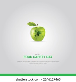 World food safety day. Apple world map concept. 3D illustration.