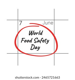World food safety day, calendar date.