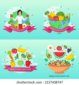 World food safety day celebration card vector design illustration. flat vector