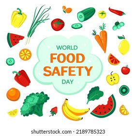 World Food Safety Day, fruits and vegetables  vector set