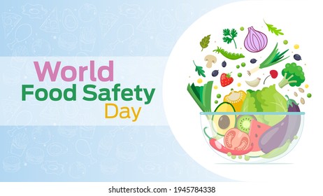 world food safety day on June 7 business brochure flyer banner design horizontal template vector, cover presentation abstract, modern publication poster and flag-banner, layout in rectangle size.