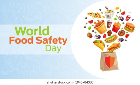 world food safety day on June 7 business brochure flyer banner design horizontal template vector, cover presentation abstract, modern publication poster and flag-banner, layout in rectangle size.