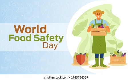 world food safety day on June 7 business brochure flyer banner design horizontal template vector, cover presentation abstract, modern publication poster and flag-banner, layout in rectangle size.