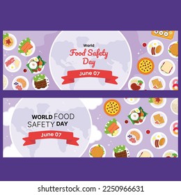 world food safety day on june 7 business brochure flyer banner desgn horizontal template vector, cover presentation abstract, modern publication poster and flag-banner, layout in rectangle size.