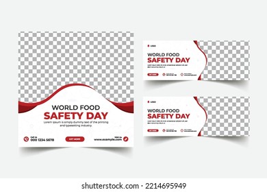World Food Safety Day social media post template design, Food Safety day web banner design, Set of Food banner design, Food flyer design
